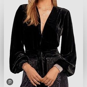 Ramy Brook Velvet Tie Front Top